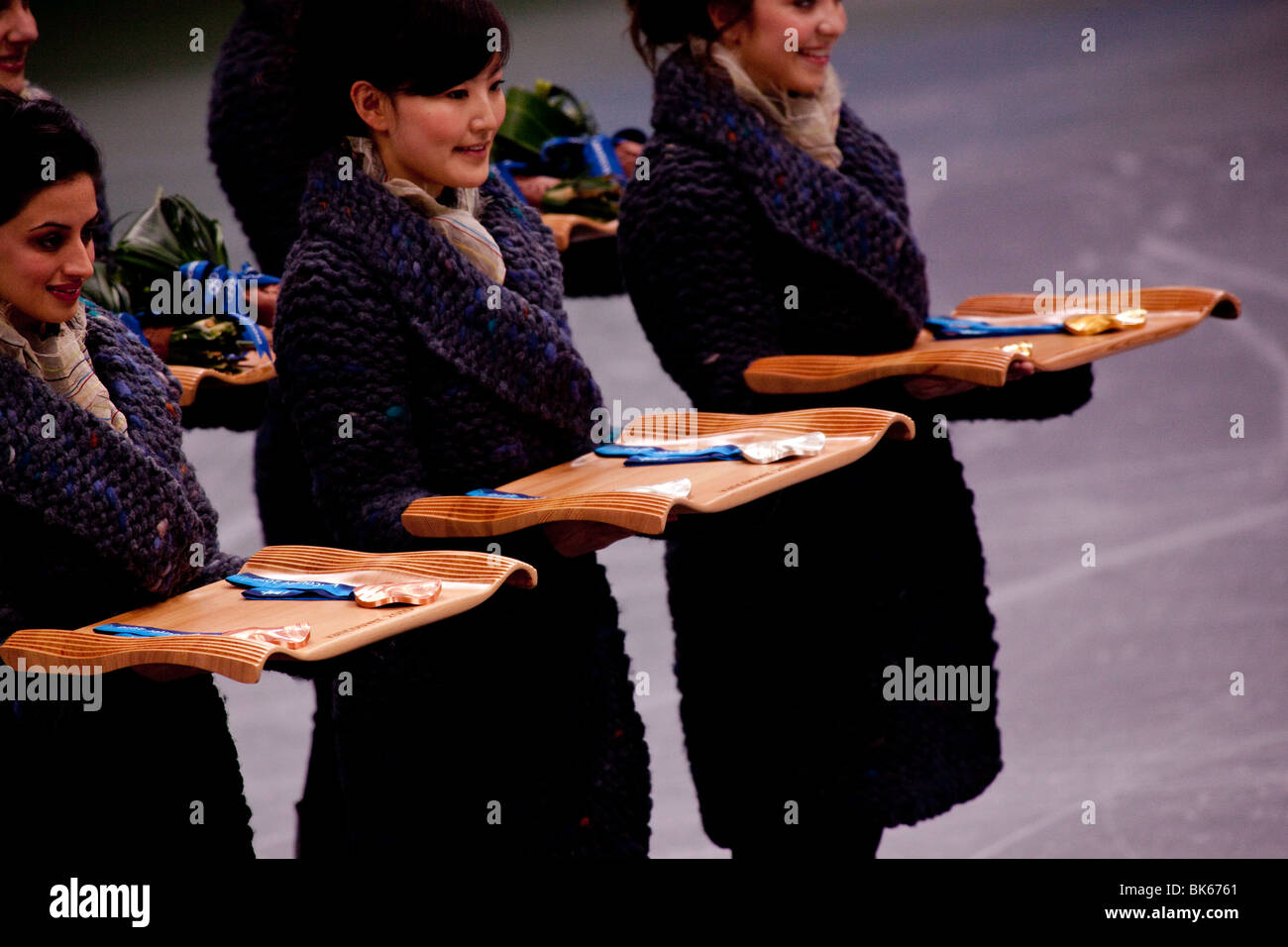 Medal presenters for the Figure Skating Ice Dance Original Dance at the 2010 Olympic Winter Games, Vancouver, British Columbia Stock Photo
