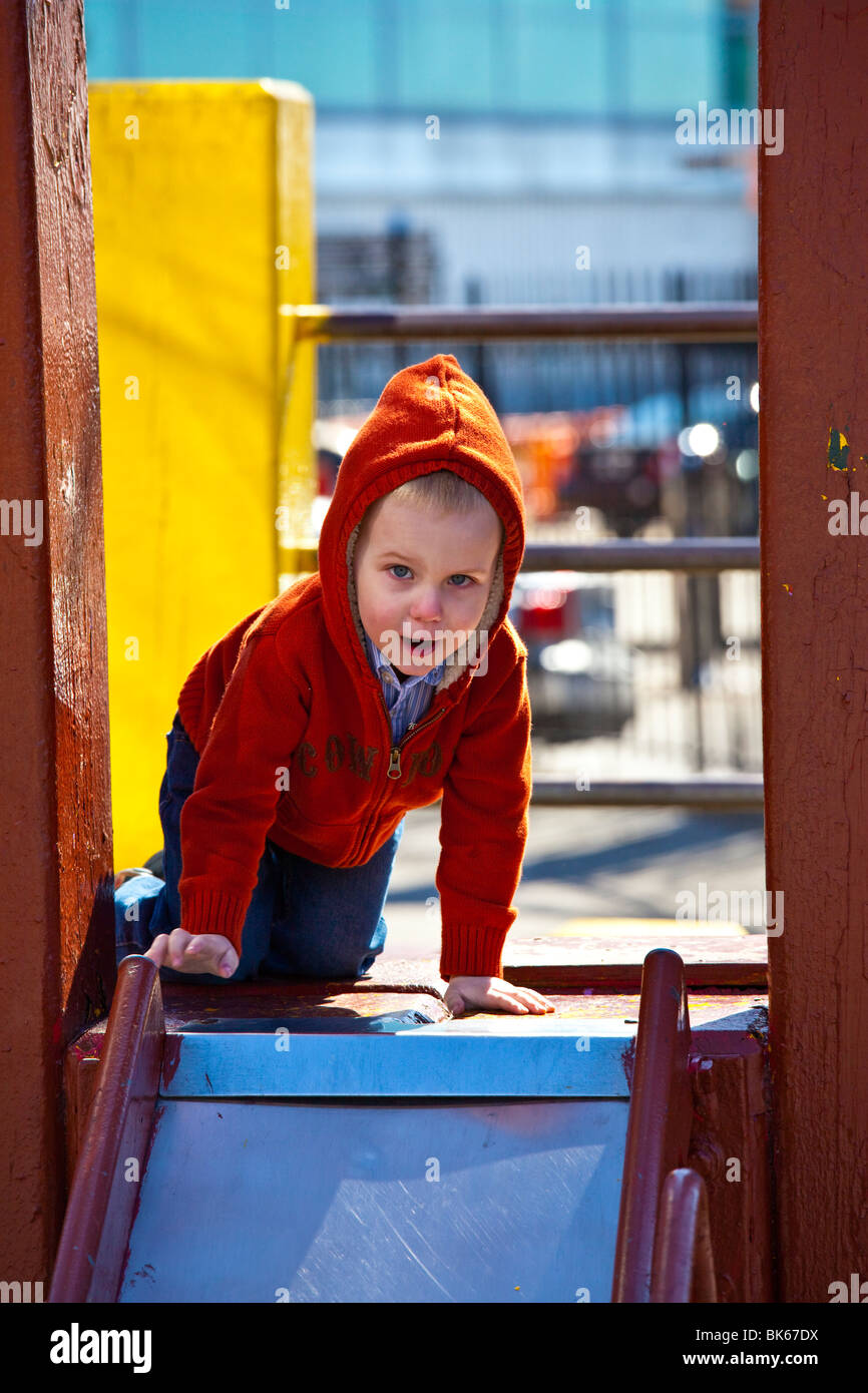 Slide in Battery Park, Manhattan, New York City Stock Photo