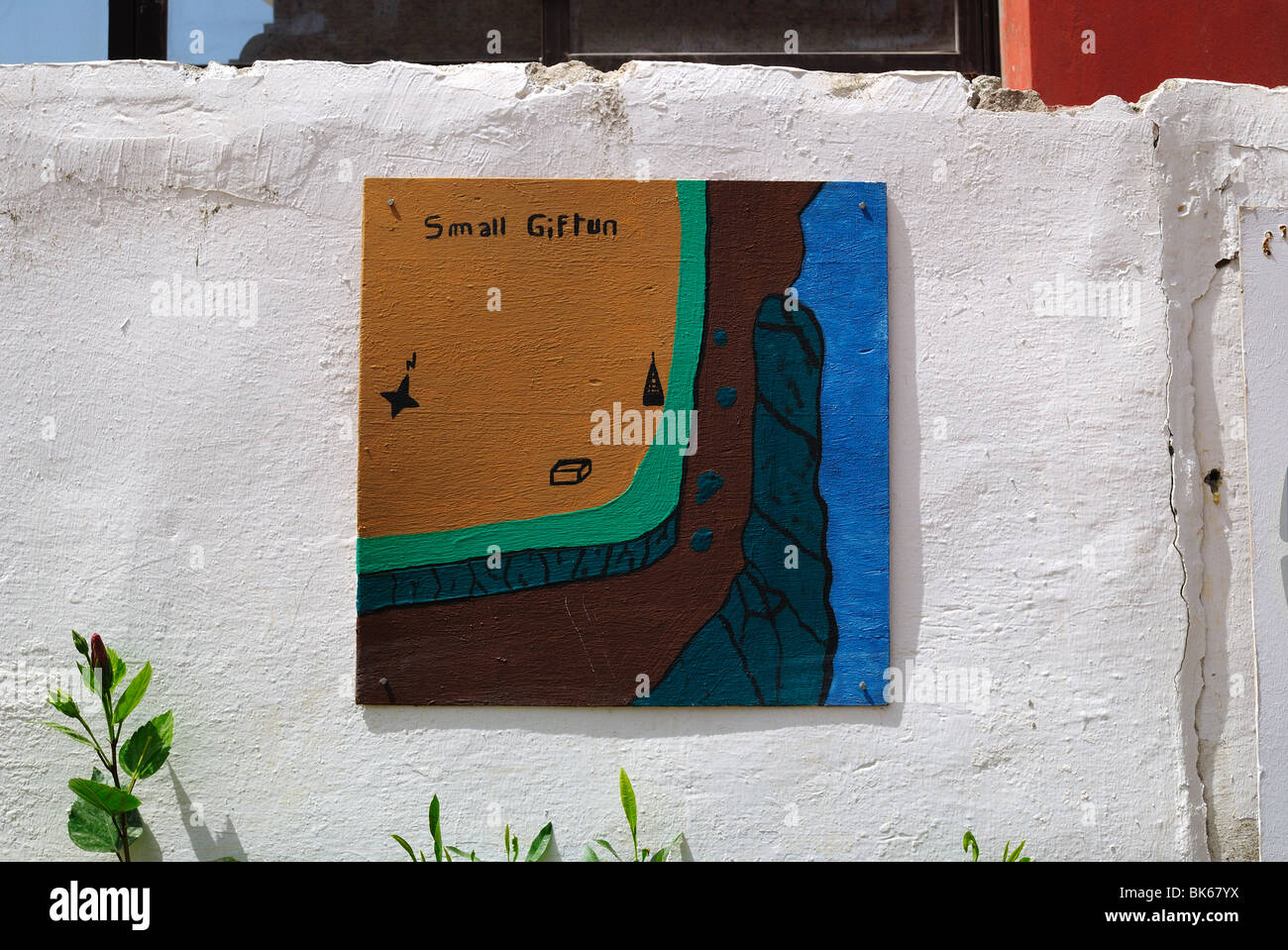 Painting of the map of Small Giftun Island on a street wall in Hurghada, Egypt Stock Photo