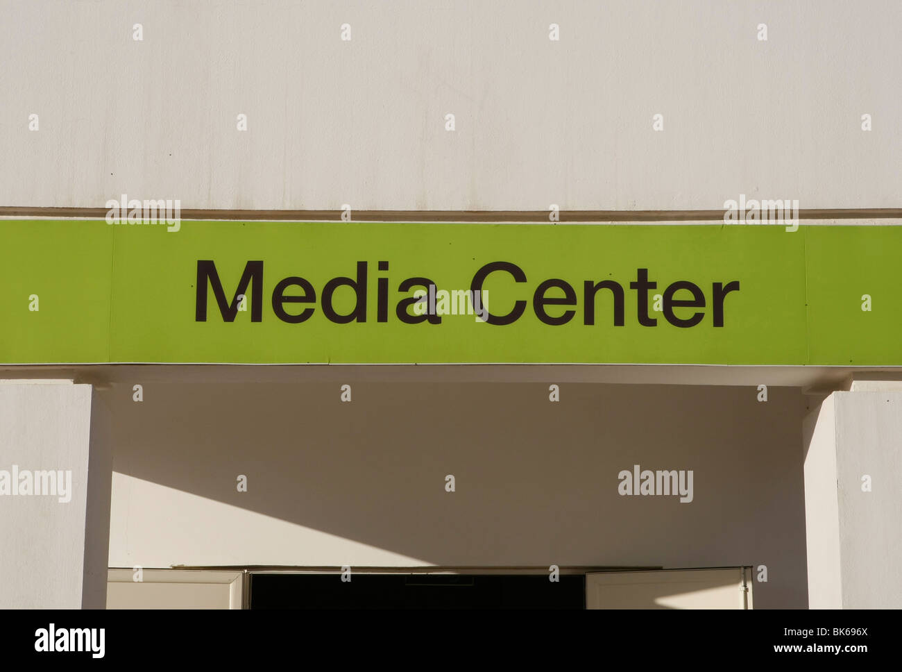 Close-up of a Media Center sign Stock Photo