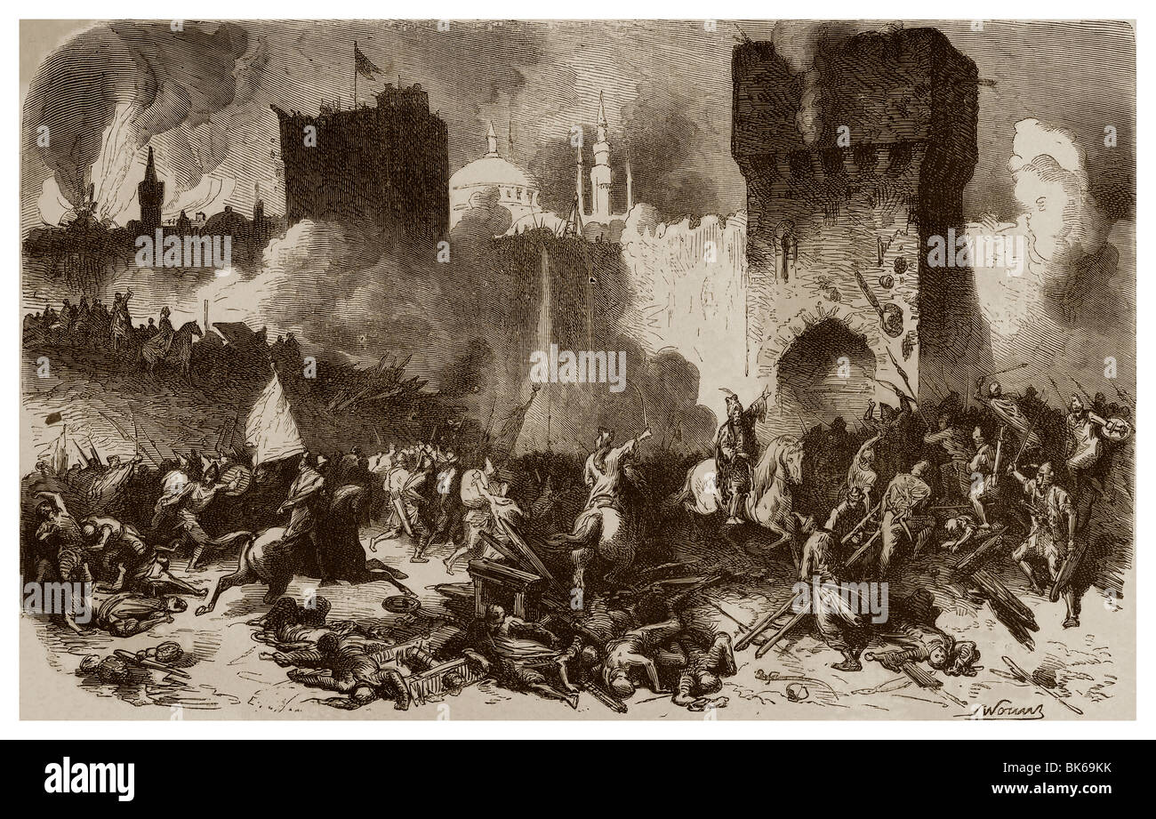 On 29th May 1453, storming of Constantinople by Mahomet II, sultan of Ottoman Empire. Stock Photo