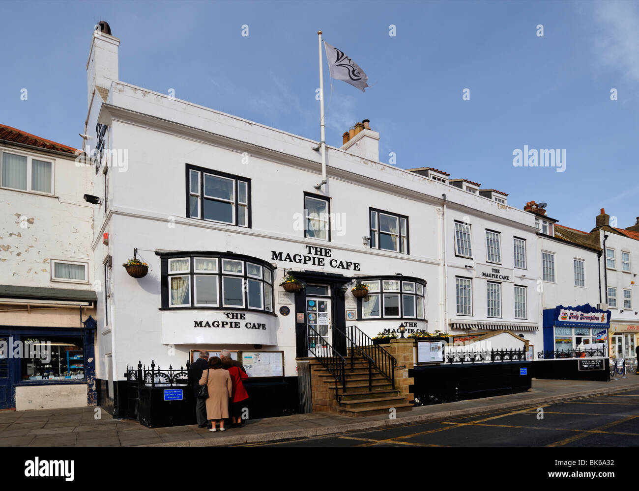 WHITBY, NORTH YORKSHIRE, UK - MARCH 17, 2010:  Exterior view of the Magpie Cafe Fish and Chip Restaurant Stock Photo