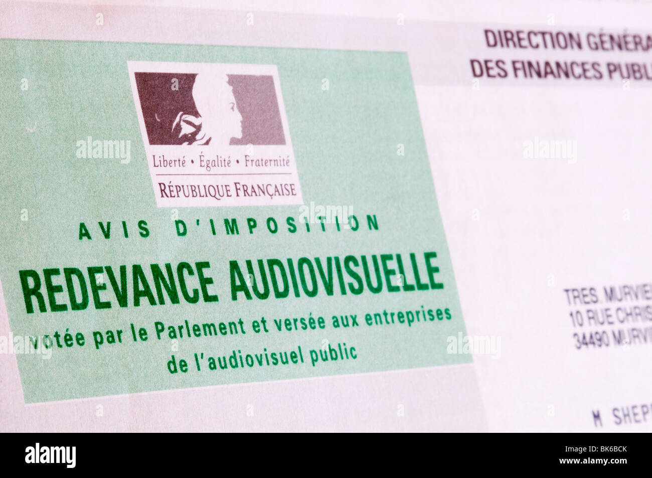 French TV Licence Bill Stock Photo