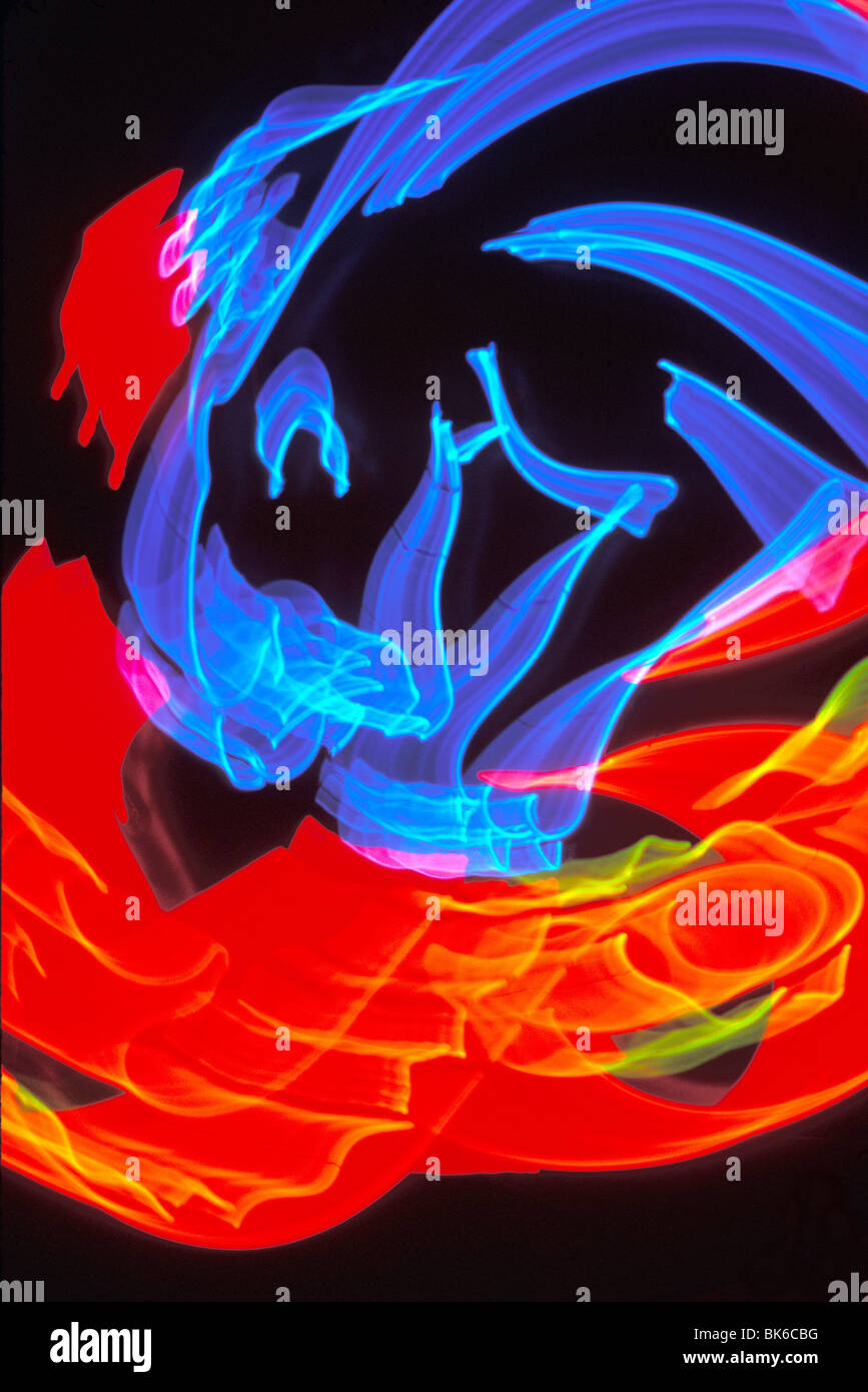 twirling colored lights abstract "nightzoom" Stock Photo