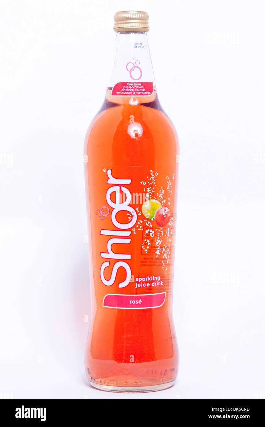 A bottle of Shloer sparkling rose juice drink on a white background Stock Photo Alamy