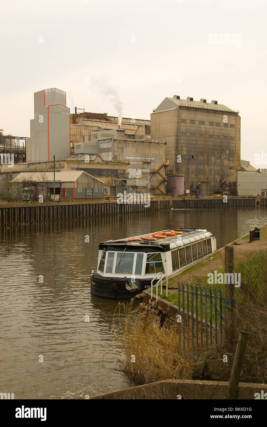 Chemical works by the River Weaver Stock Photo