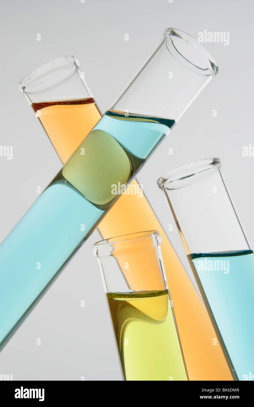 Test tubes with colored liquids Stock Photo