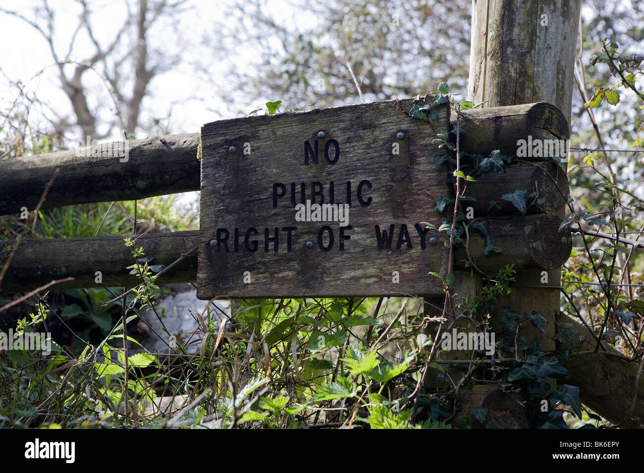 No public right of way sign. Stock Photo