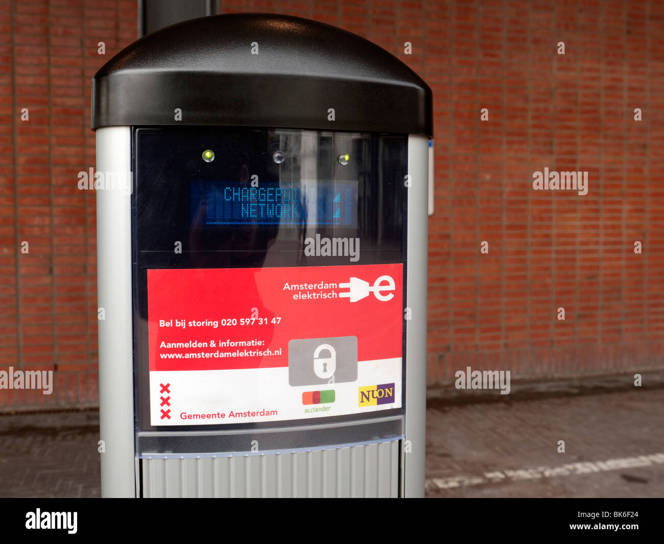 Charging point for recharging electric cars in central Amsterdam The Netherlands Stock Photo