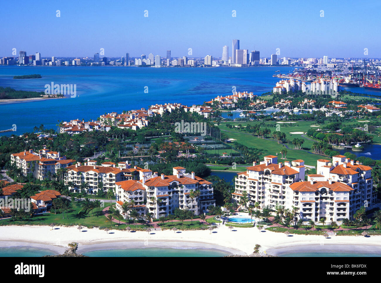 aerial condos on Fishers Island near Miami Florida Stock Photo Alamy