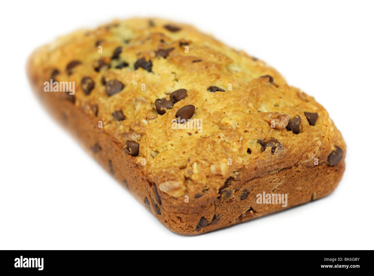 Chocolate chips cake on white - soft focus Stock Photo