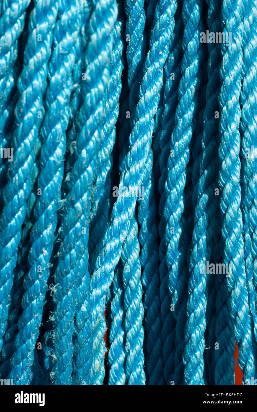 Close-up of blue nylon rope texture Stock Photo - Alamy