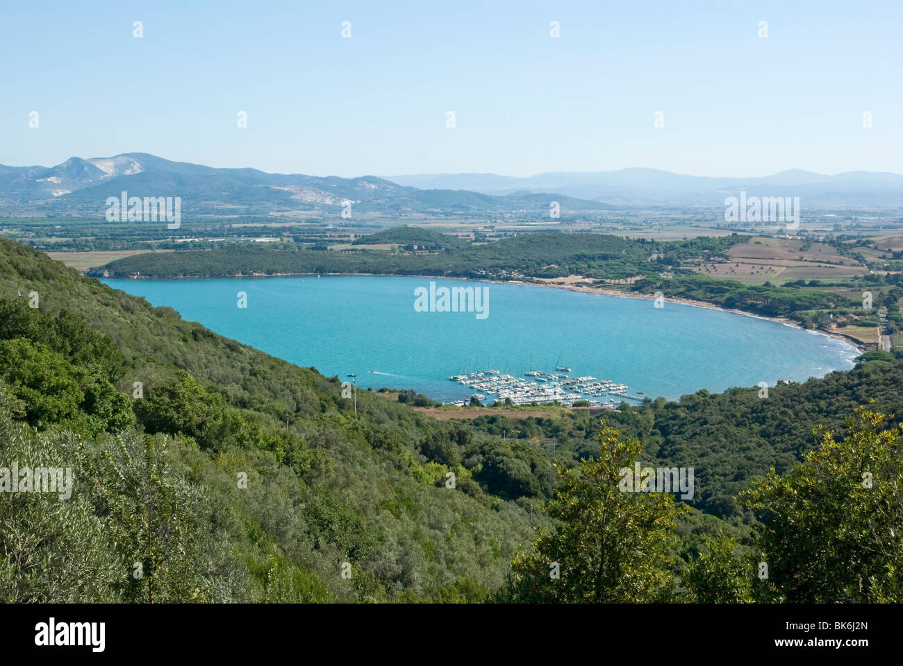 View of Ligurian Sea from Populonia Alta Stock Photo