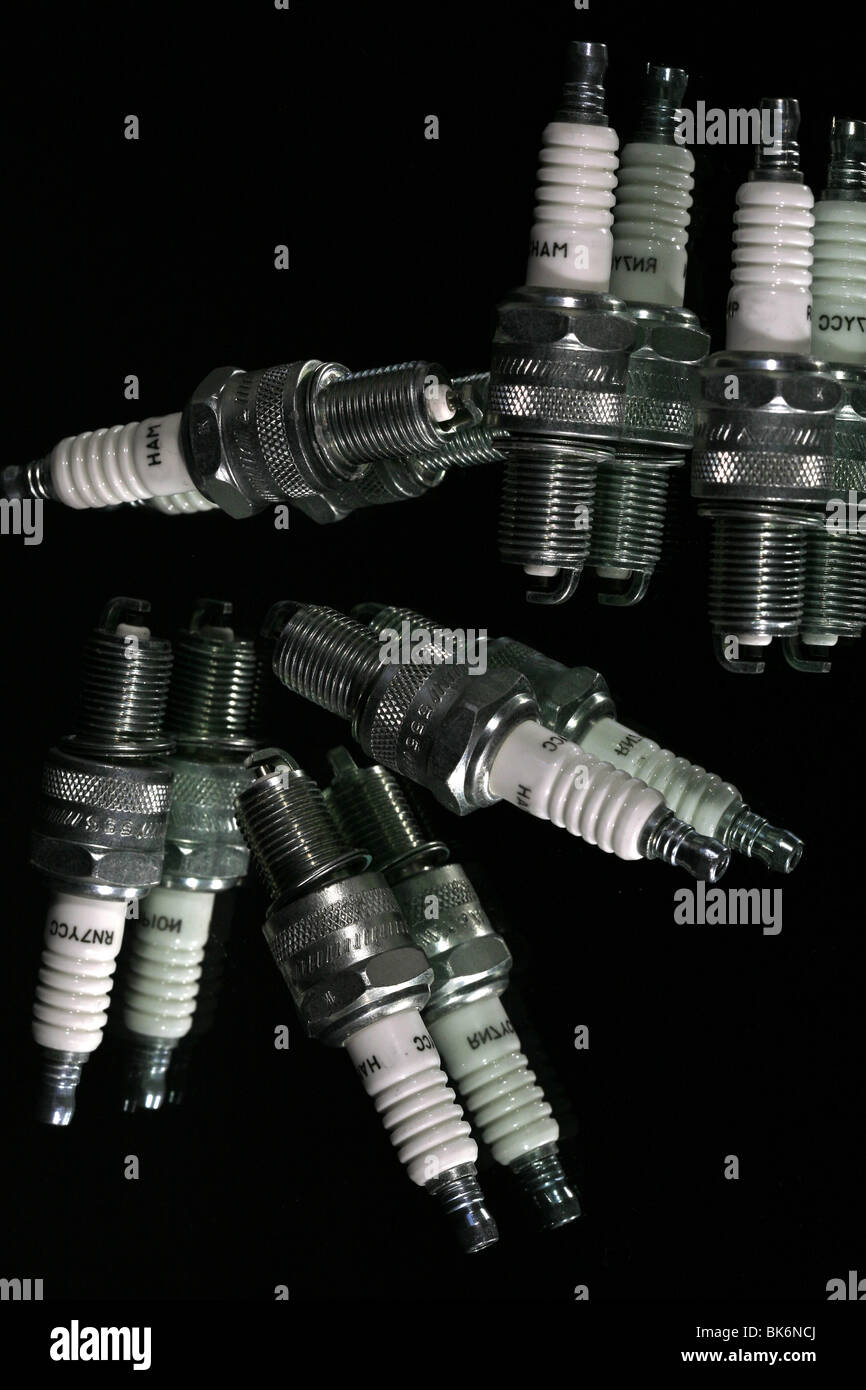 Reflected Spark Plugs. Stock Photo