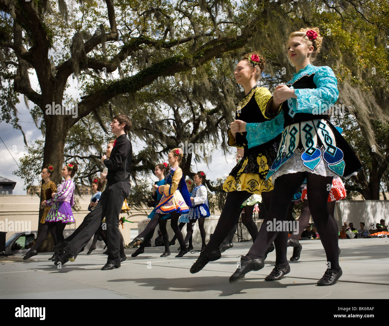 Step dancers at Tara Feis Irish festival in Savannah, Georgia Stock Photo