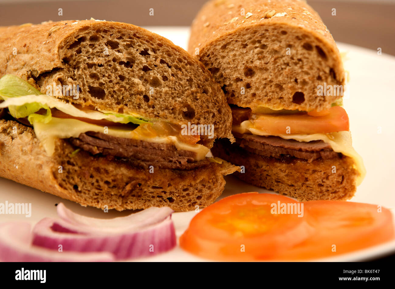 Hot roast beef sandwich roll Stock Photo - Alamy