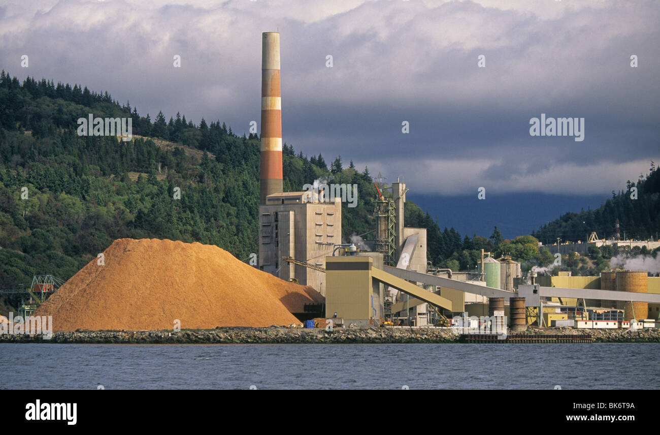 The world's largest newsprint plant in Powell River, on Vancouver Island, British Columbia