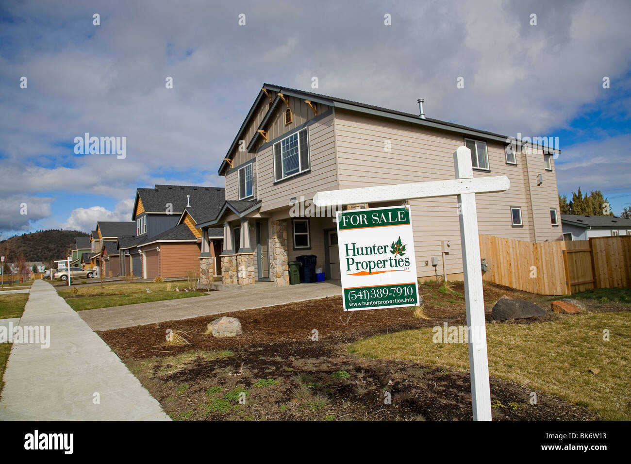 Homes for sale that have been foreclosed on by a local bank, in Bend