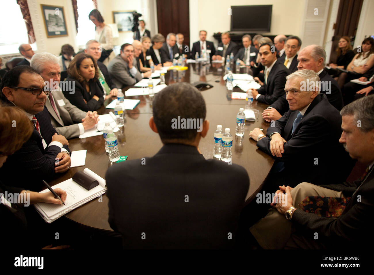 President Barack Obama during the White House Forum on Jobs and Economic Growth Stock Photo