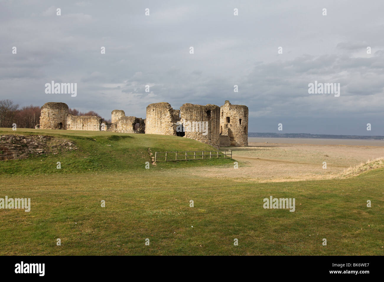 Flint Castle by River Dee, Flint, Flintshire, North Wales Stock Photo