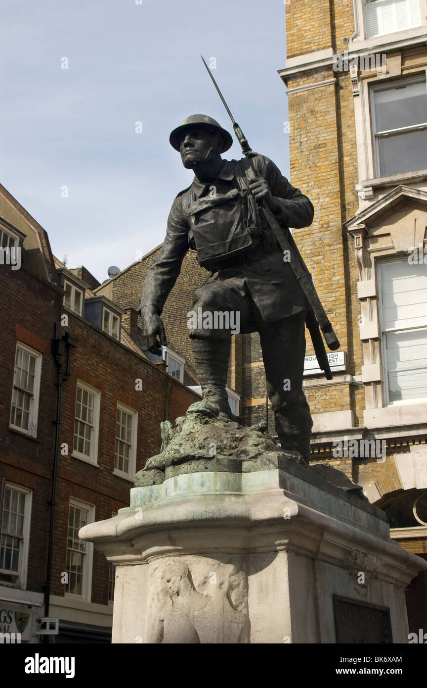 First World War memorial statue of soldier Borough High Street London
