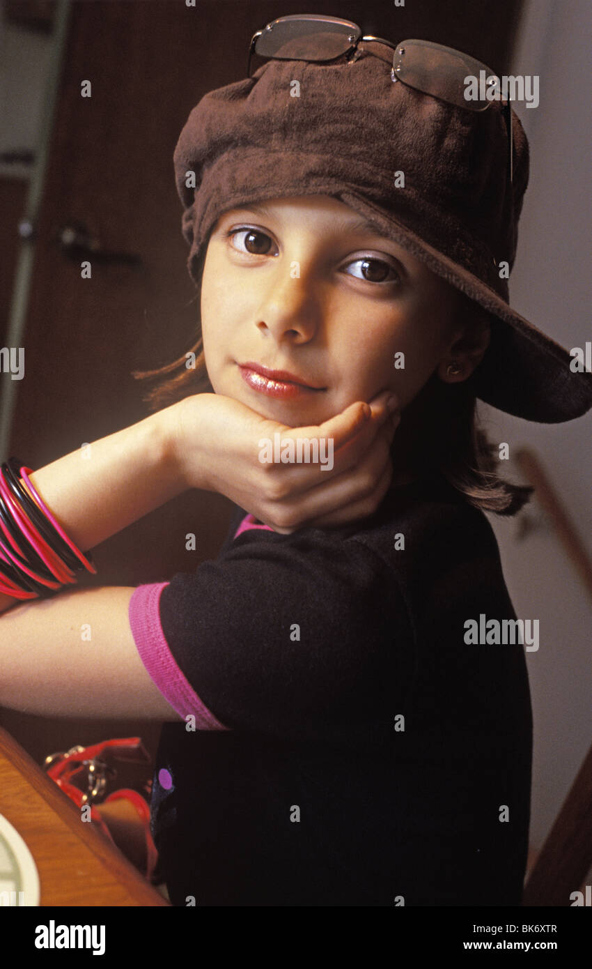 Portrait of a Cute Girl with Hat Stock Photo - Alamy