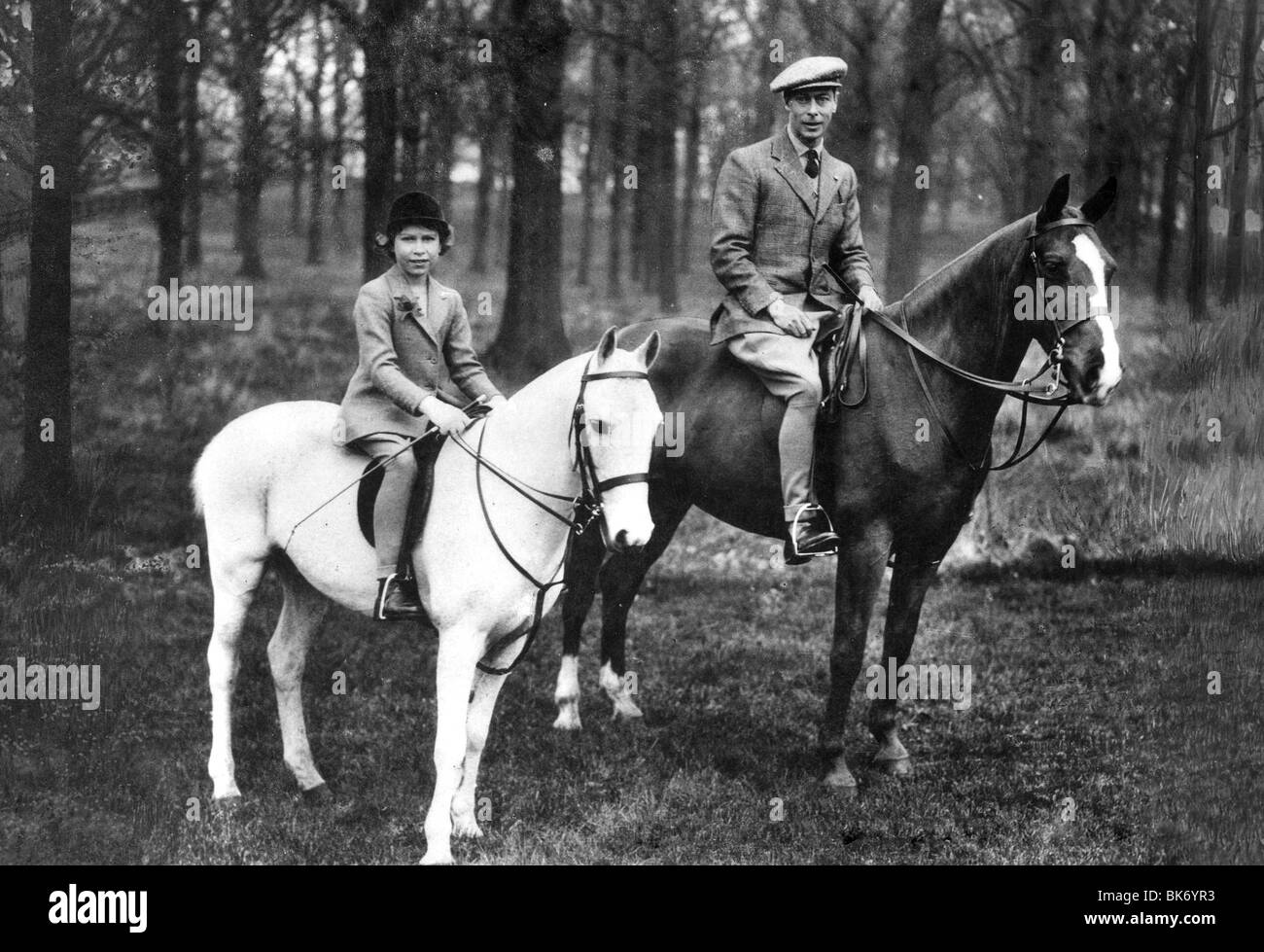 KING GEORGE VI with daughter Princess Elizabeth about 1938 Stock Photo