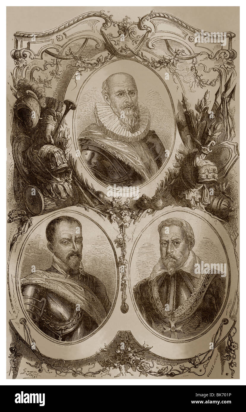 Maximilian de Béthune, Duke of Sully - Armand de Gontaut-Biron, Baron of Biron - Louis Des Balbes de Berton de Crillon Stock Photo