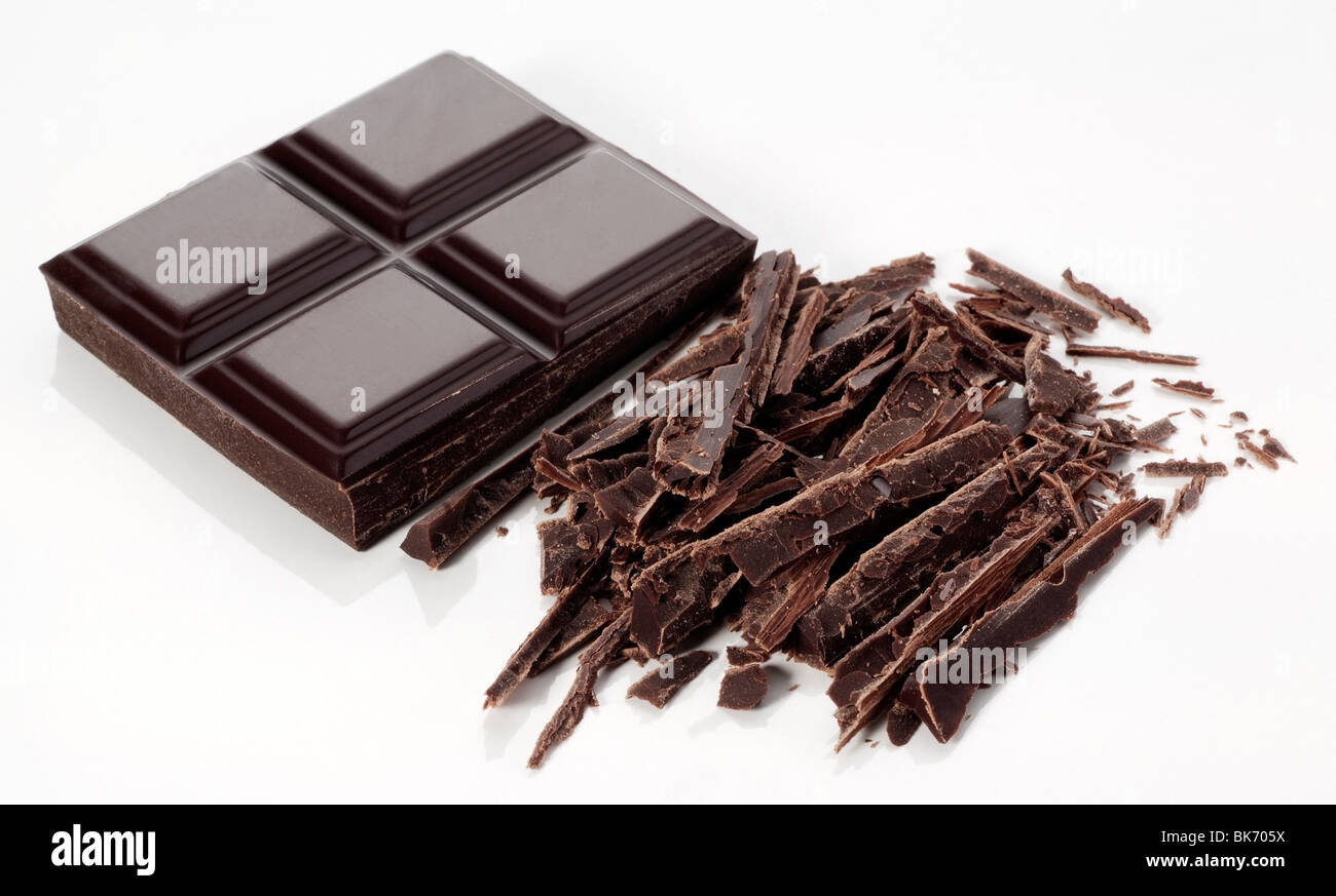 Chocolate bar with shavings Stock Photo