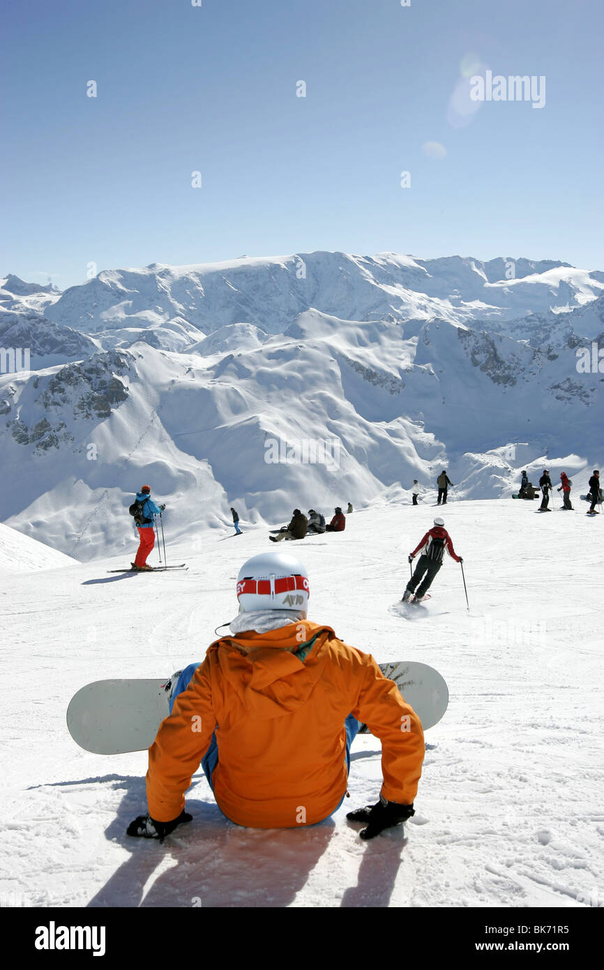 MERIBEL AND Courchevel SKI AREA OF THE THREE VALLEYS IN FRANCE Stock Photo