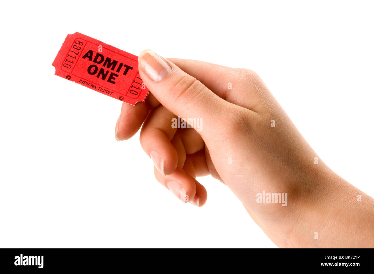 hand holding movie ticket Stock Photo