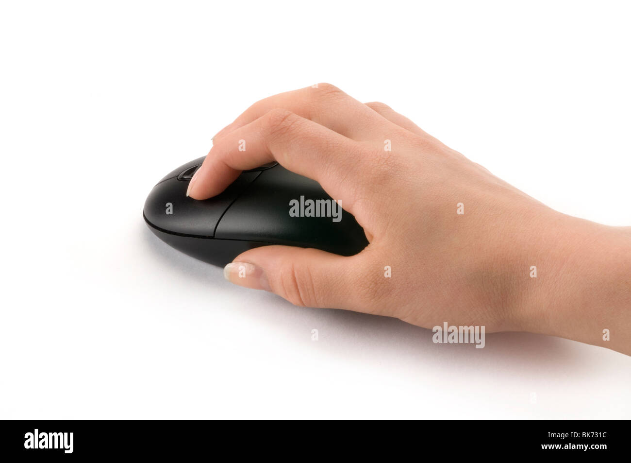 hand holding mouse Stock Photo