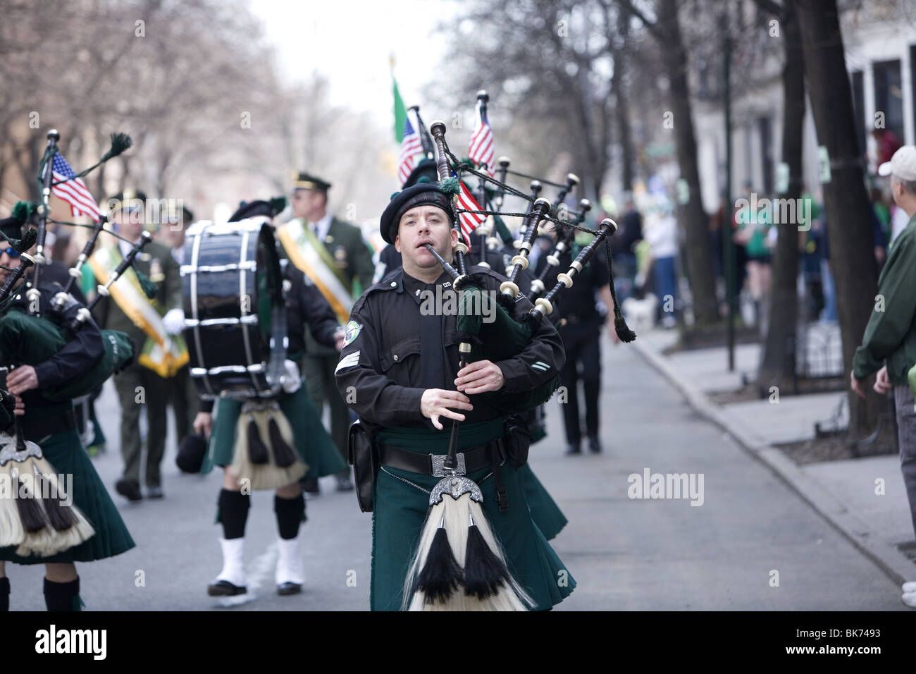 Brooklyn Irish American Day Parade takes place close to Saint Patrick's Day each year in Park Slope, Brooklyn, NY Stock Photo