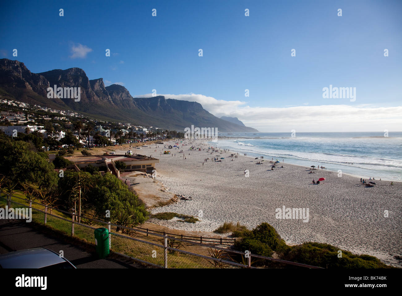 Panoramic view over the beach of Camps Bay near Cape town, South Africa Stock Photo