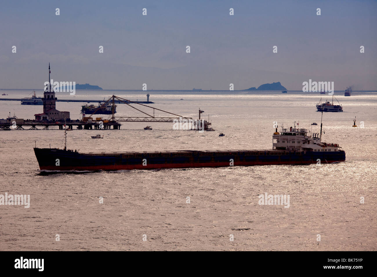 Shipping traffic in Bosphorus,Istanbul,Turkey Stock Photo