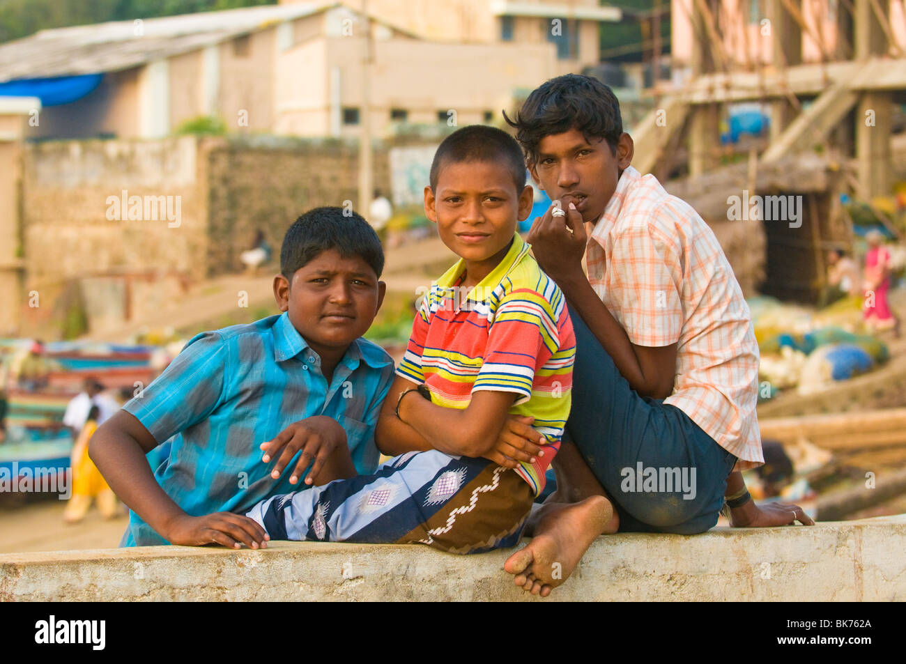 This is a portrait of three south Indian boys Stock Photo - Alamy