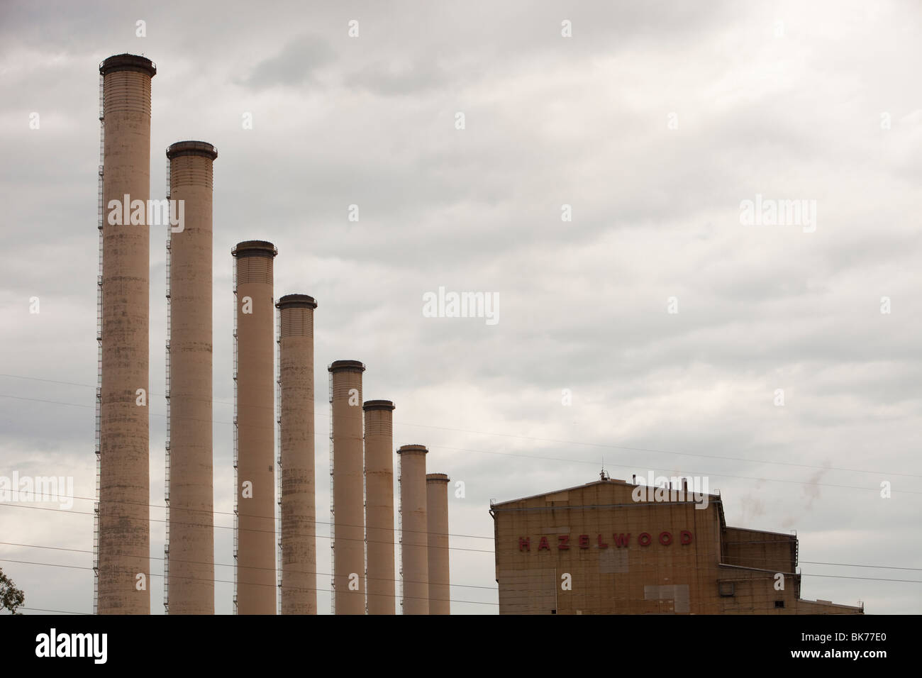 The Hazelwood coal fired power station in the Latrobe Valley, Victoria, Australia,which is trialling carbon capture and storage. Stock Photo