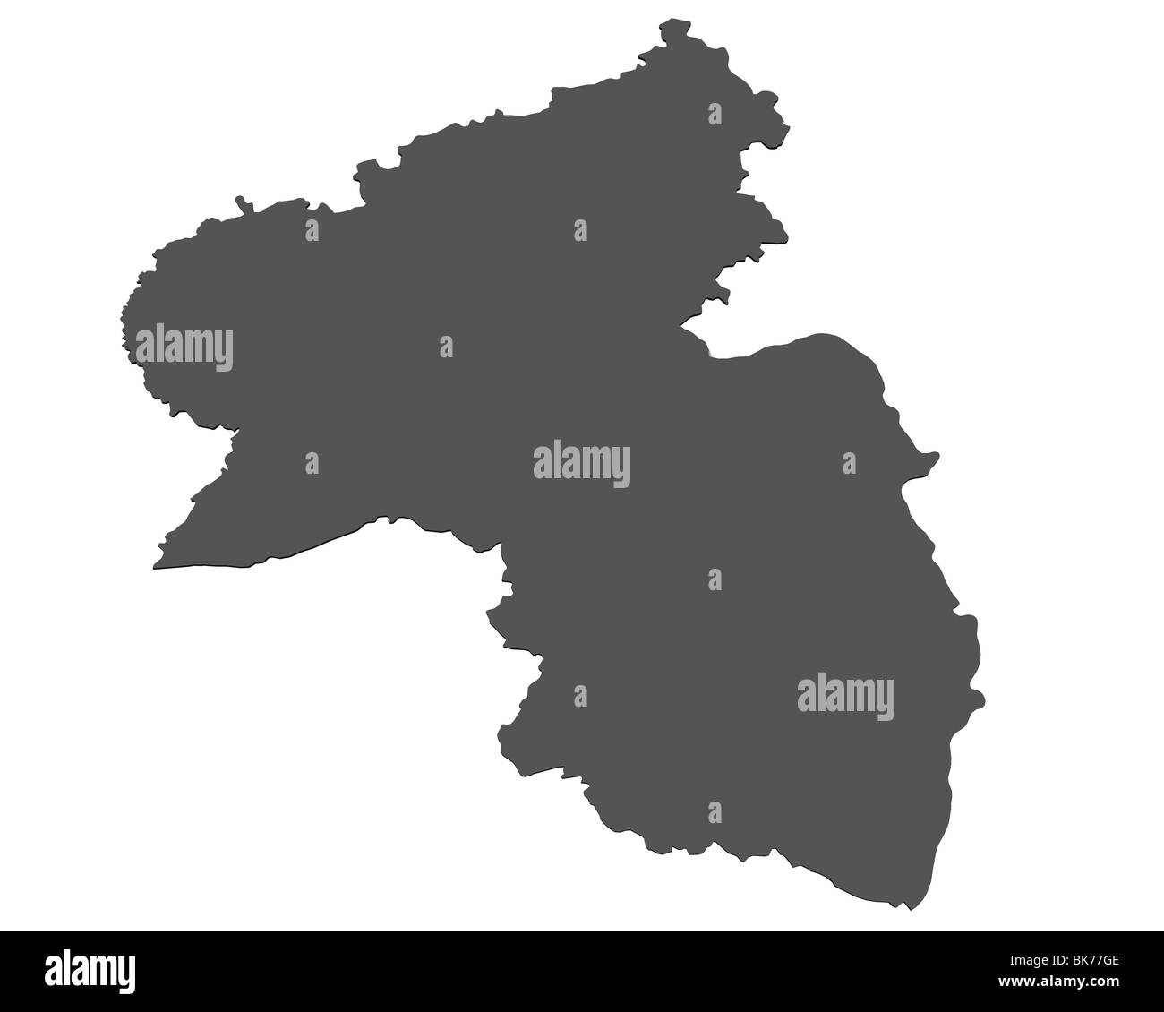 Isolated map of the german state of Rhineland Palatinate rendered in 3d