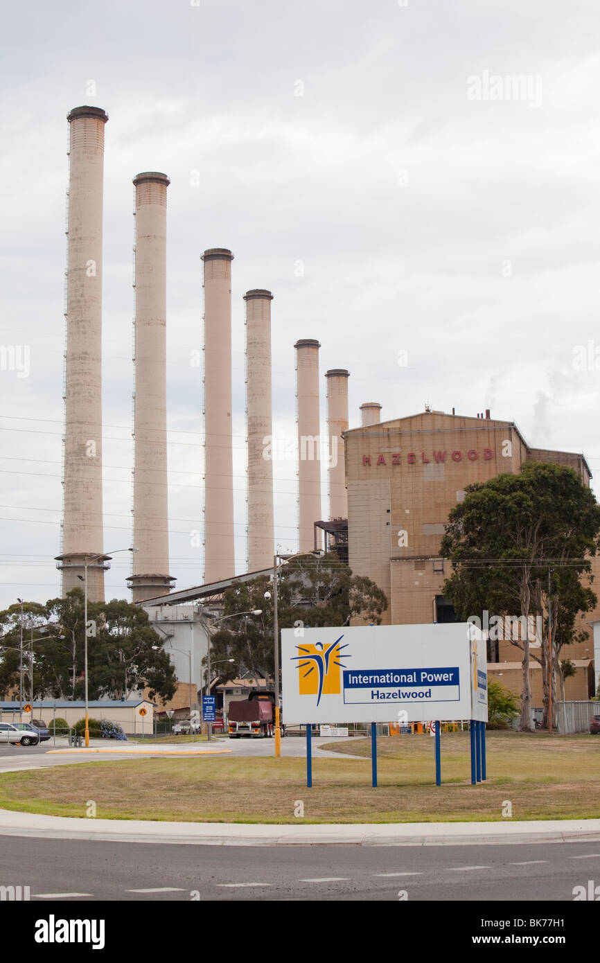The Hazelwood coal fired power station in the Latrobe Valley, Victoria, Australia,which is trialling carbon capture and storage. Stock Photo