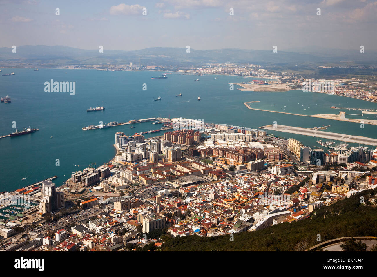 Aerial view of Gibraltar from The Rock Stock Photo Alamy