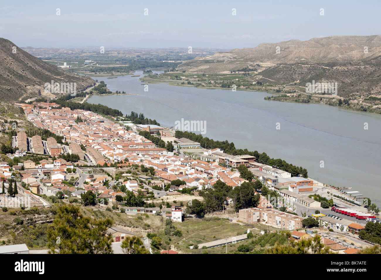 overview of mequinenza by the segre river Stock Photo