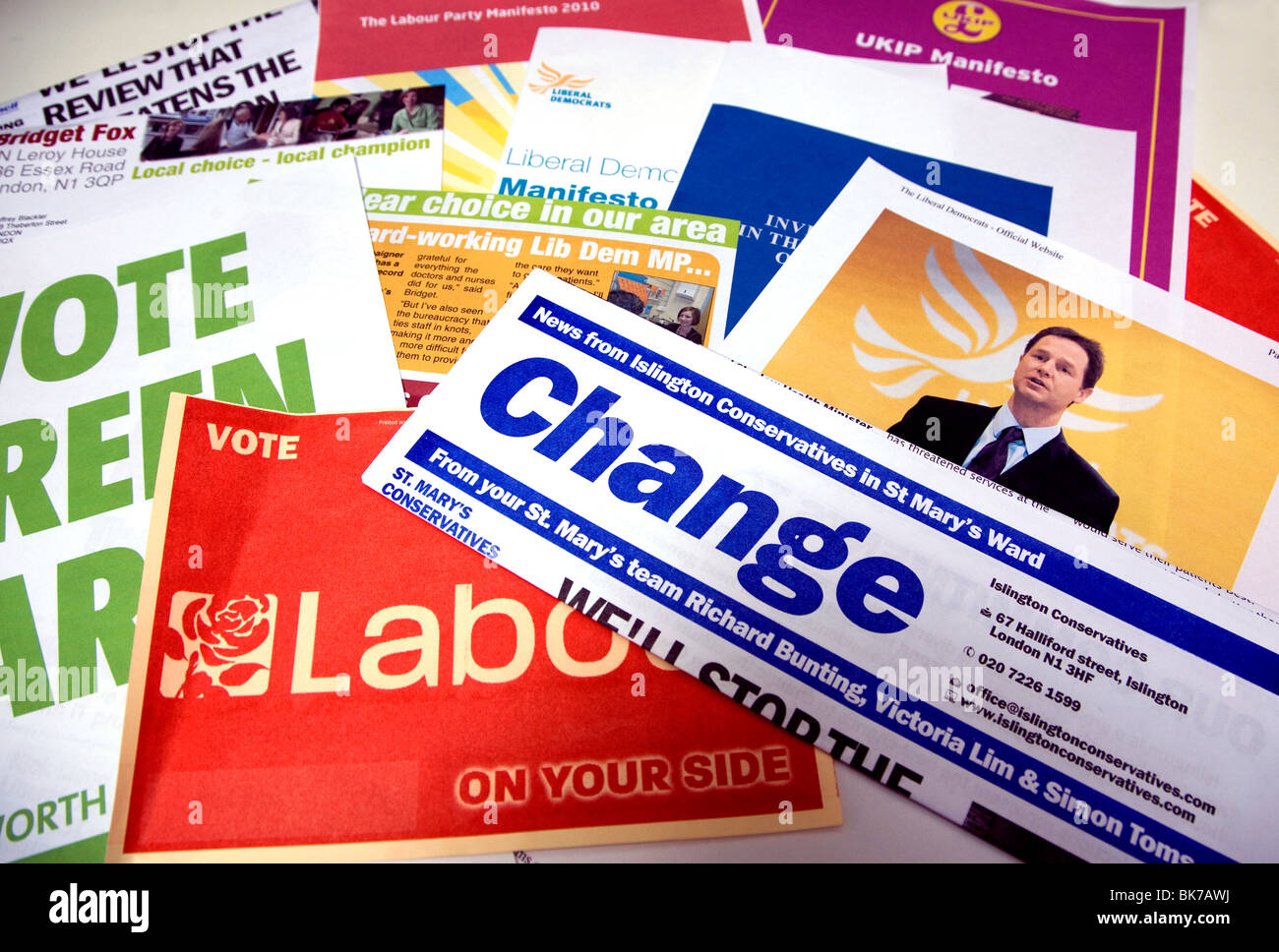 2010 General Election party literature Stock Photo