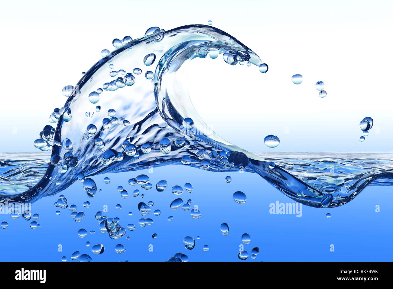 Splashing wave, split view Stock Photo
