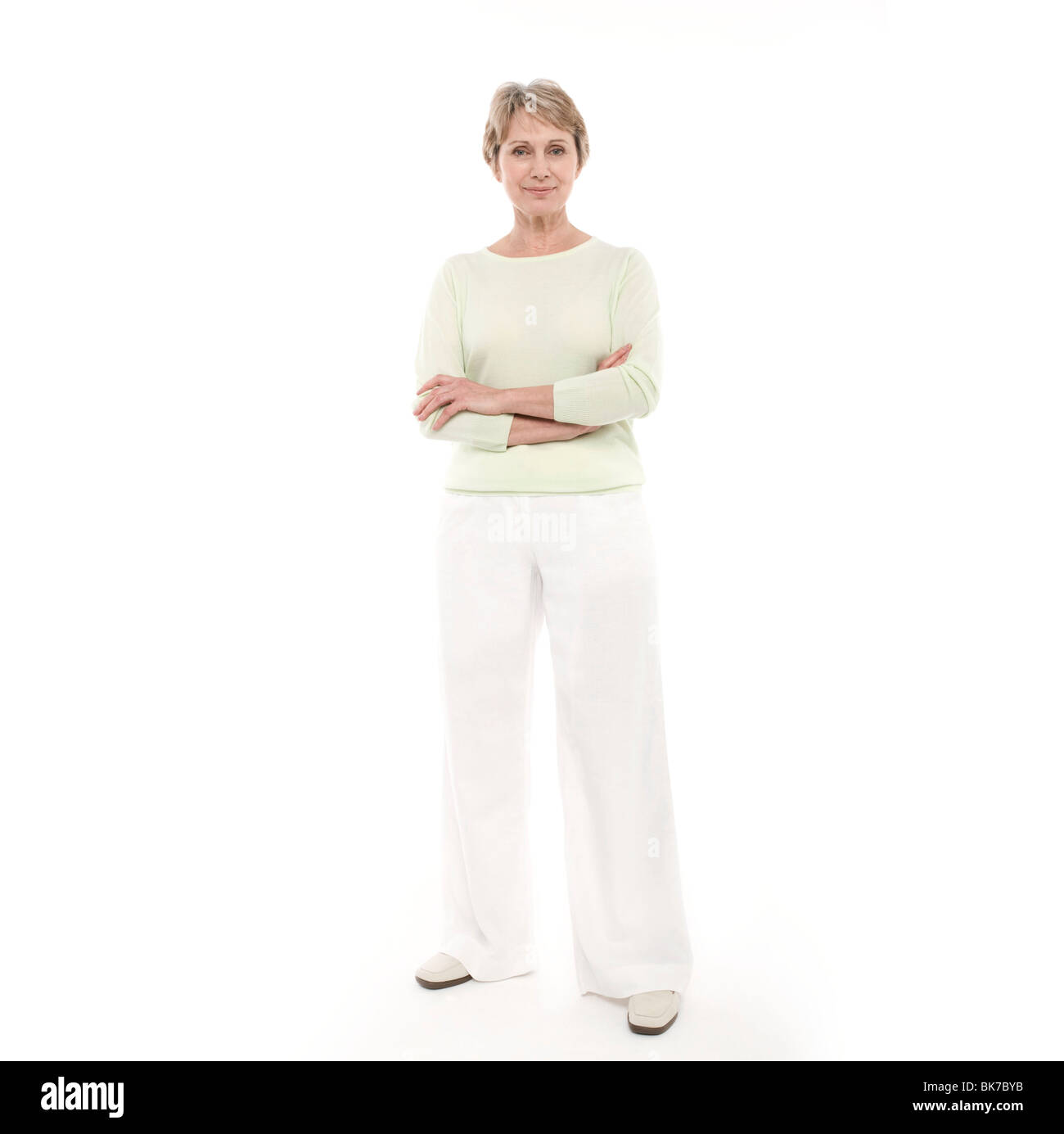 Happy blonde woman in white hi-res stock photography and images - Alamy