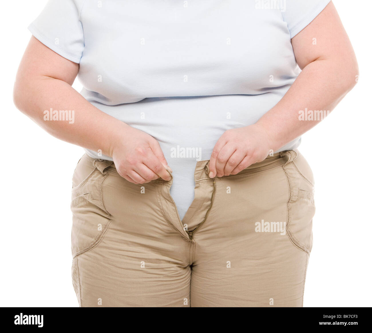 Fat woman zip trousers hi-res stock photography and images - Alamy