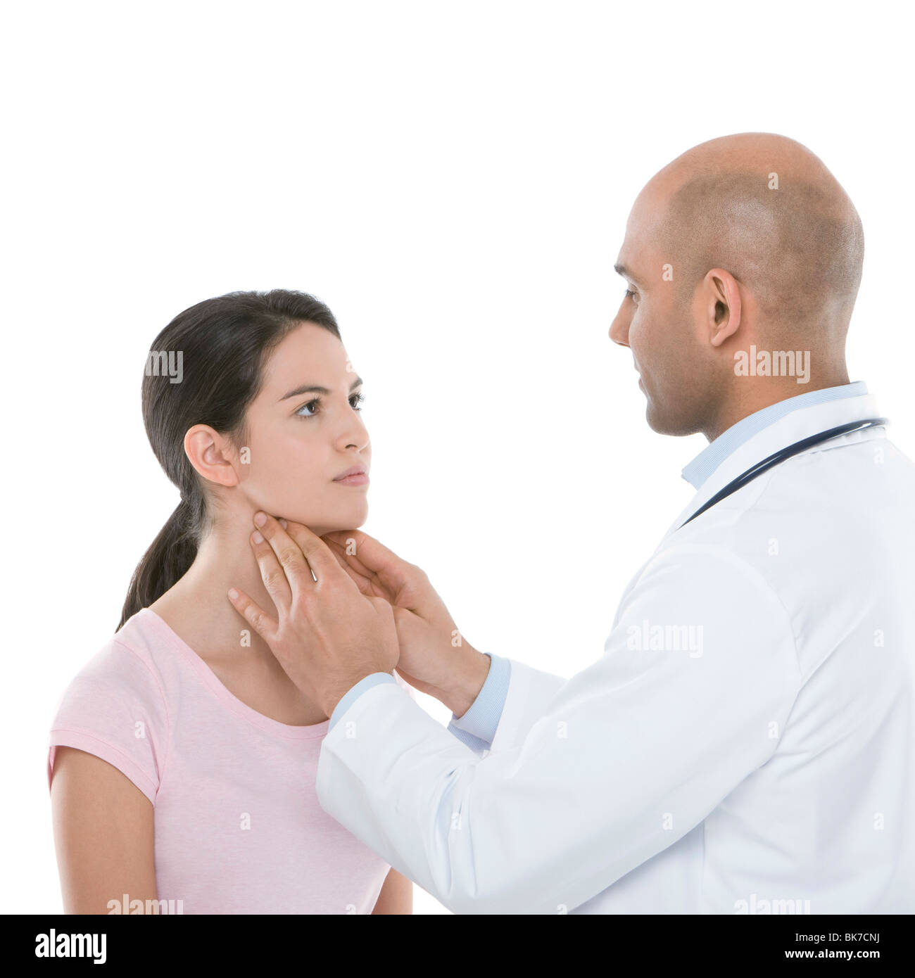 Checking for swollen glands Stock Photo Alamy