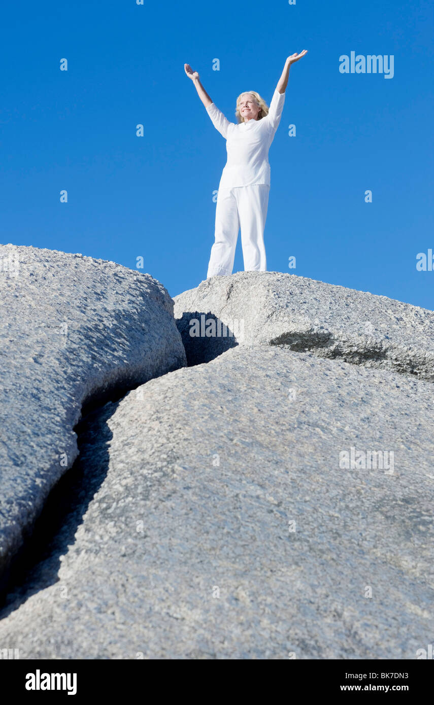 Happy woman standing outside hi-res stock photography and images - Alamy