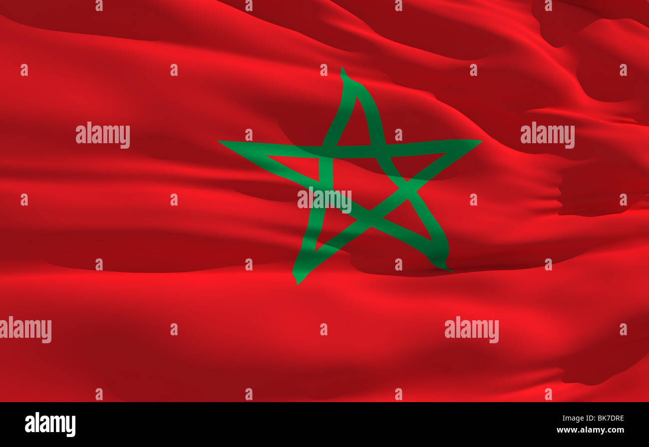 Fluttering flag of Maroc on the wind Stock Photo