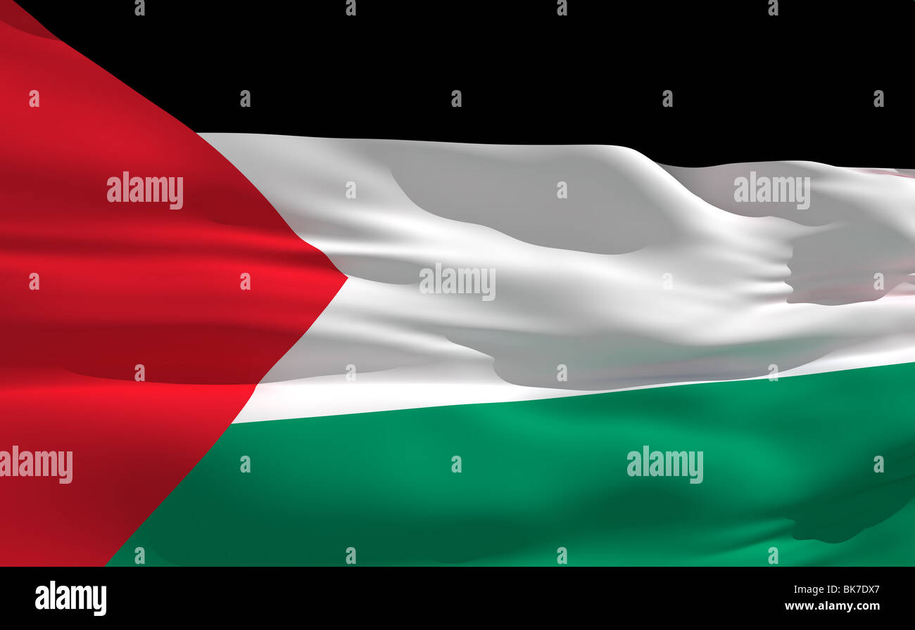 Fluttering flag of Palestine on the wind Stock Photo - Alamy