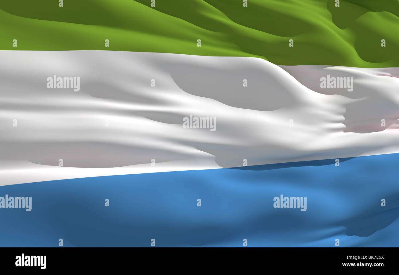 Fluttering flag of Sierra Leone on the wind Stock Photo - Alamy